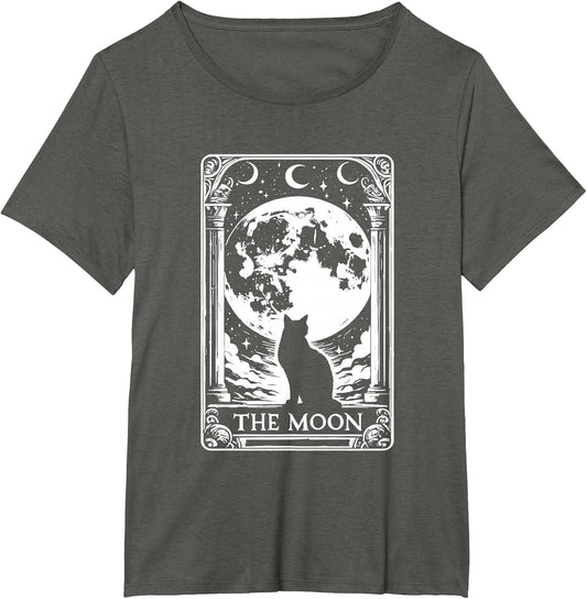 Witchy Cat Vintage Halloween Gothic The Moon Tarot Card