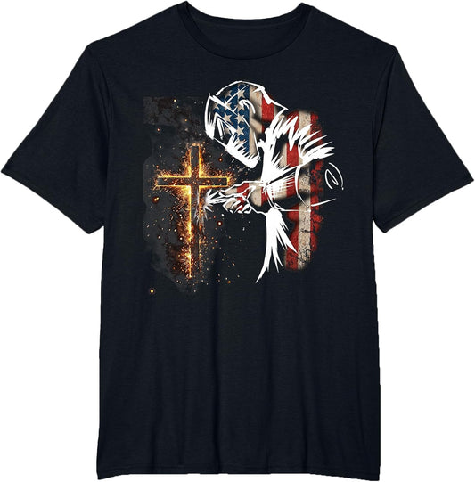 Welder American Flag Mig Tig Welding Faith Cross Christian