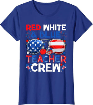 4th of July Red White & Teacher Crew American Flag