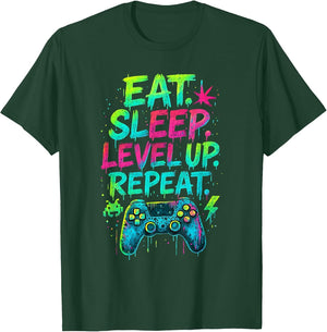 Eat Sleep Level Up Repeat Funny Gamer Video Game