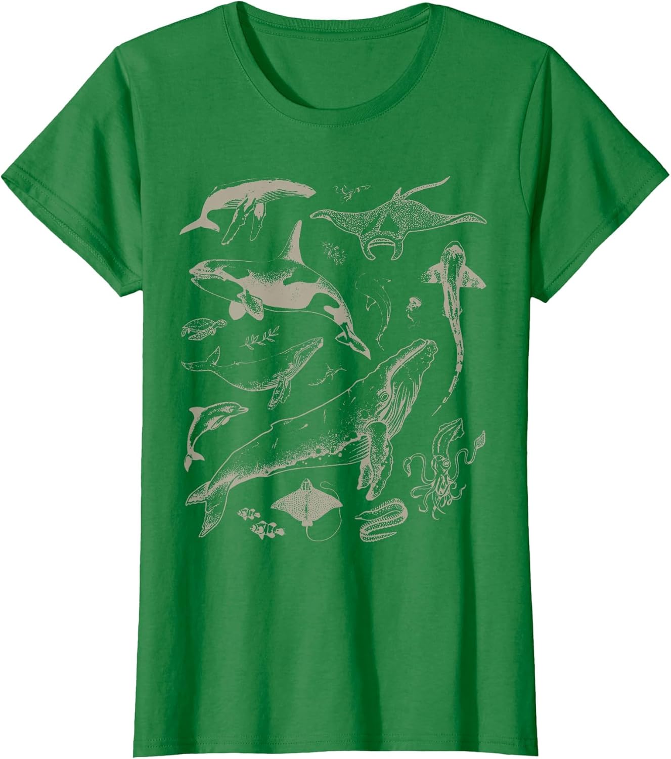 Retro Ocean Wildlife Shark Turtle Octopus Fish Animal Lover