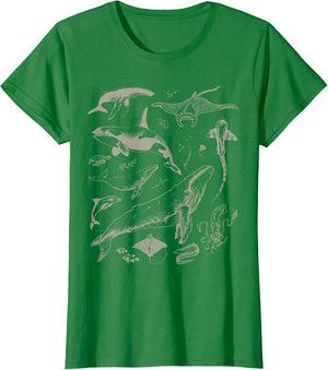 Retro Ocean Wildlife Shark Turtle Octopus Fish Animal Lover