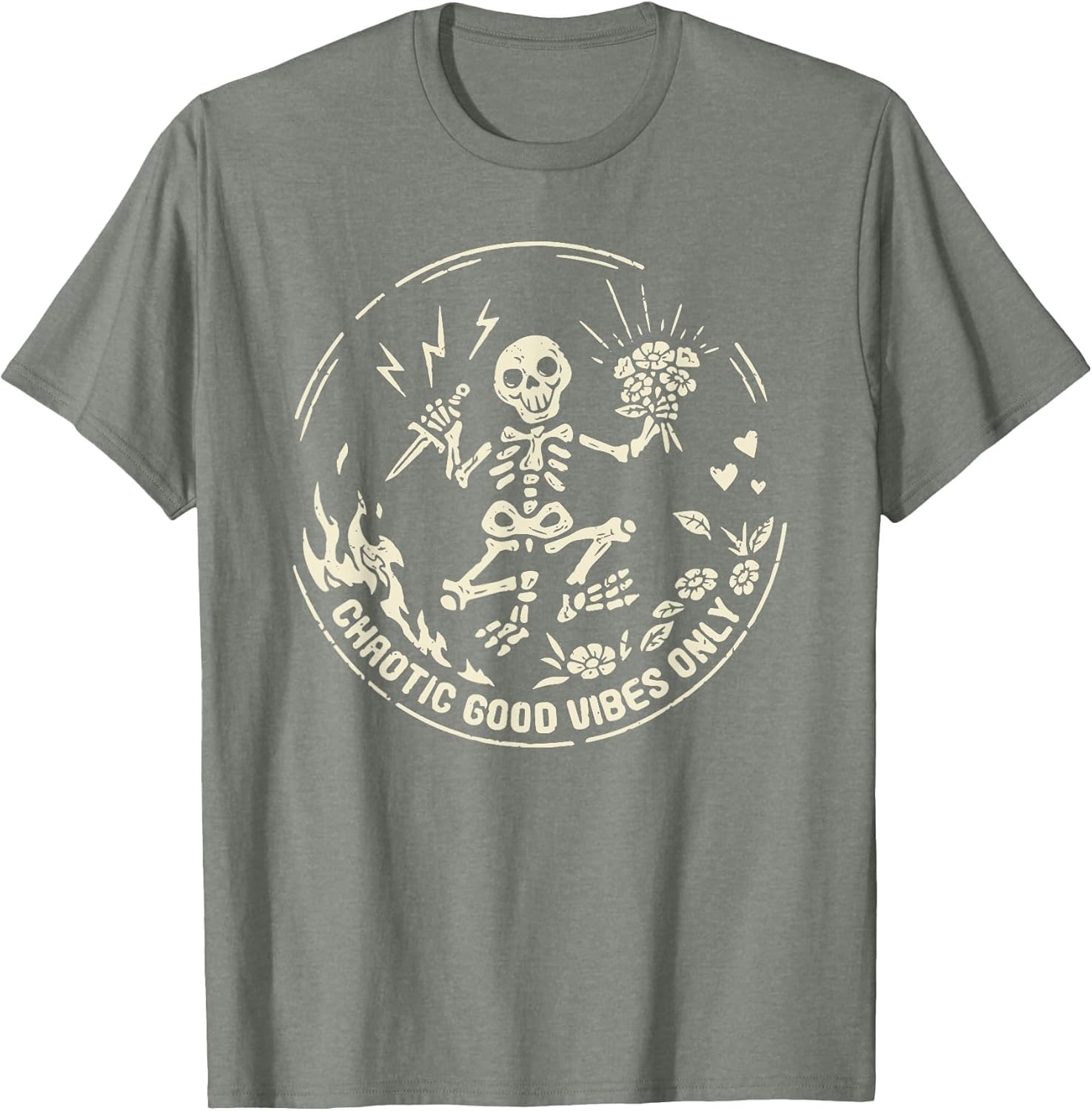 Retro Chaotic Good Vibes only Skeleton Funny,Skeleton