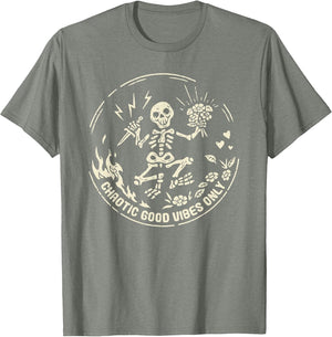Retro Chaotic Good Vibes only Skeleton Funny,Skeleton