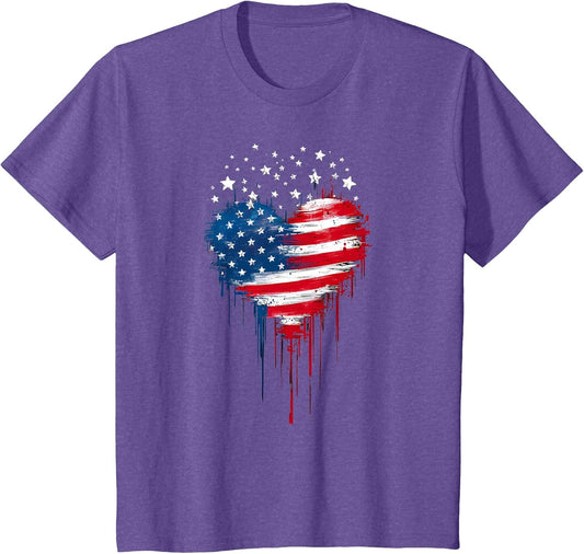 USA Flag Patriotic American Heart Armed Forces 4th of July