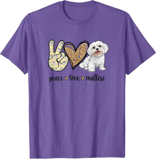 Girls Cute Funny Peace Love Maltese Lover