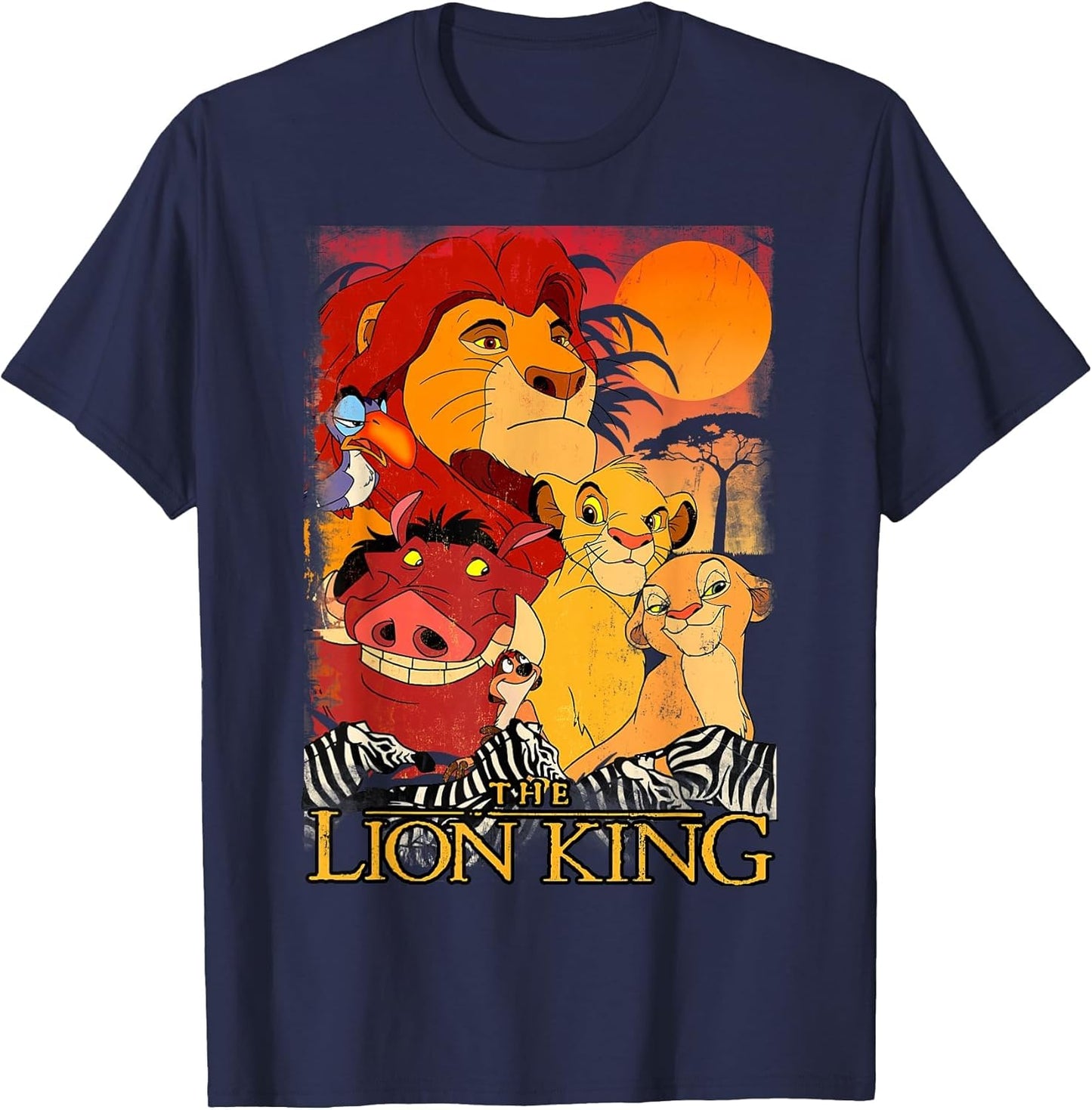 Disney Lion King Happy Group Shot Sunset Vintage Poster