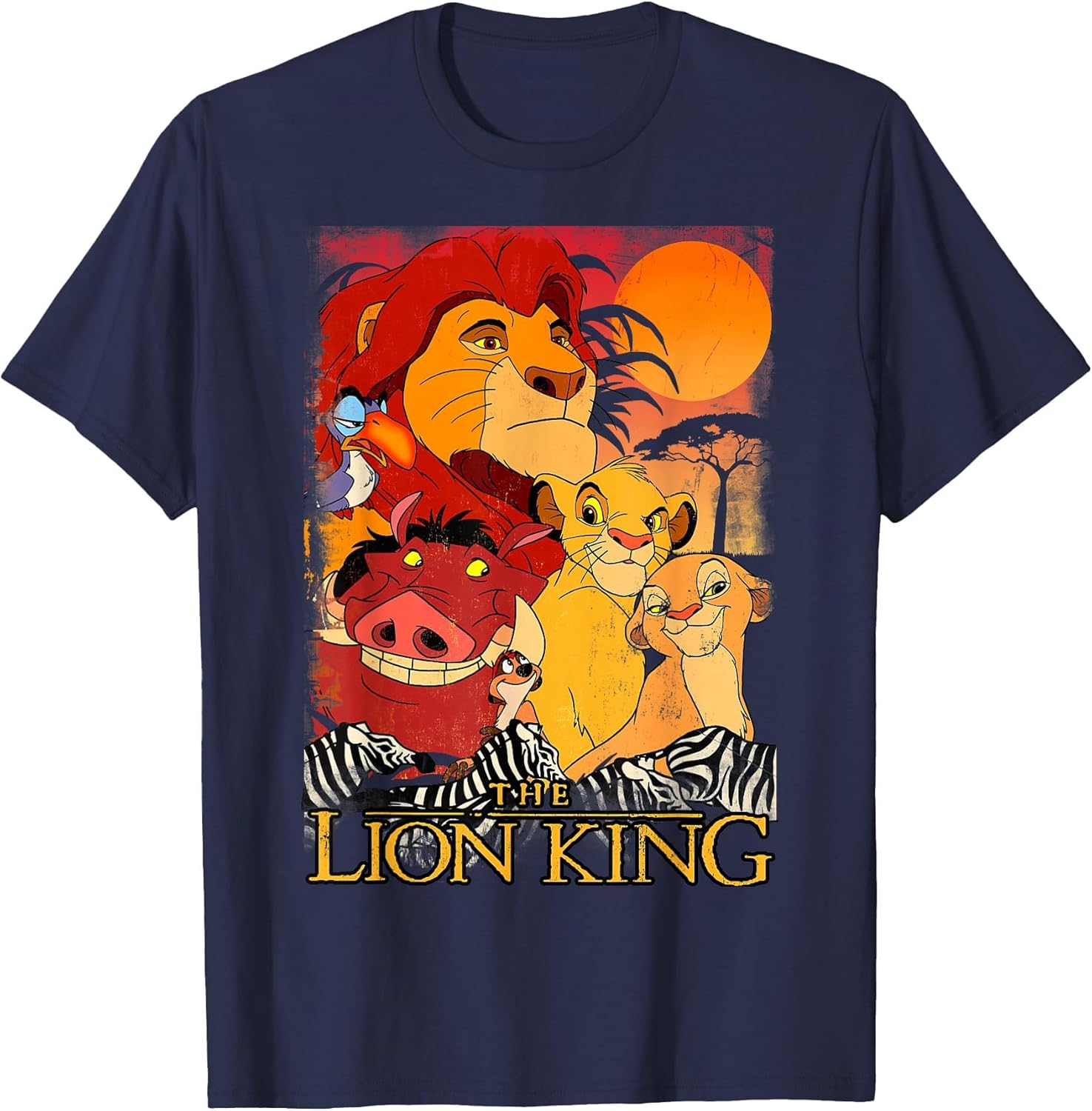 Disney Lion King Happy Group Shot Sunset Vintage Poster