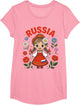 Cute Russia Girl Traditional Folk Dress and Flowers for Kids