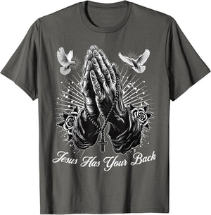 Jesus Has Your Back Prayer Hands Chicano Tattoo Doves Rosary