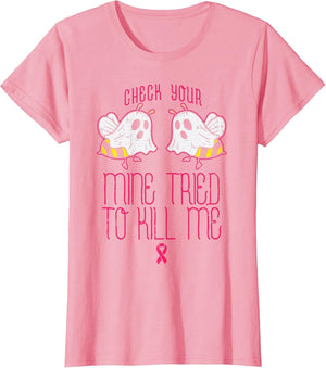Check Your Boo-Bees Funny Halloween Breast Cancer Awareness
