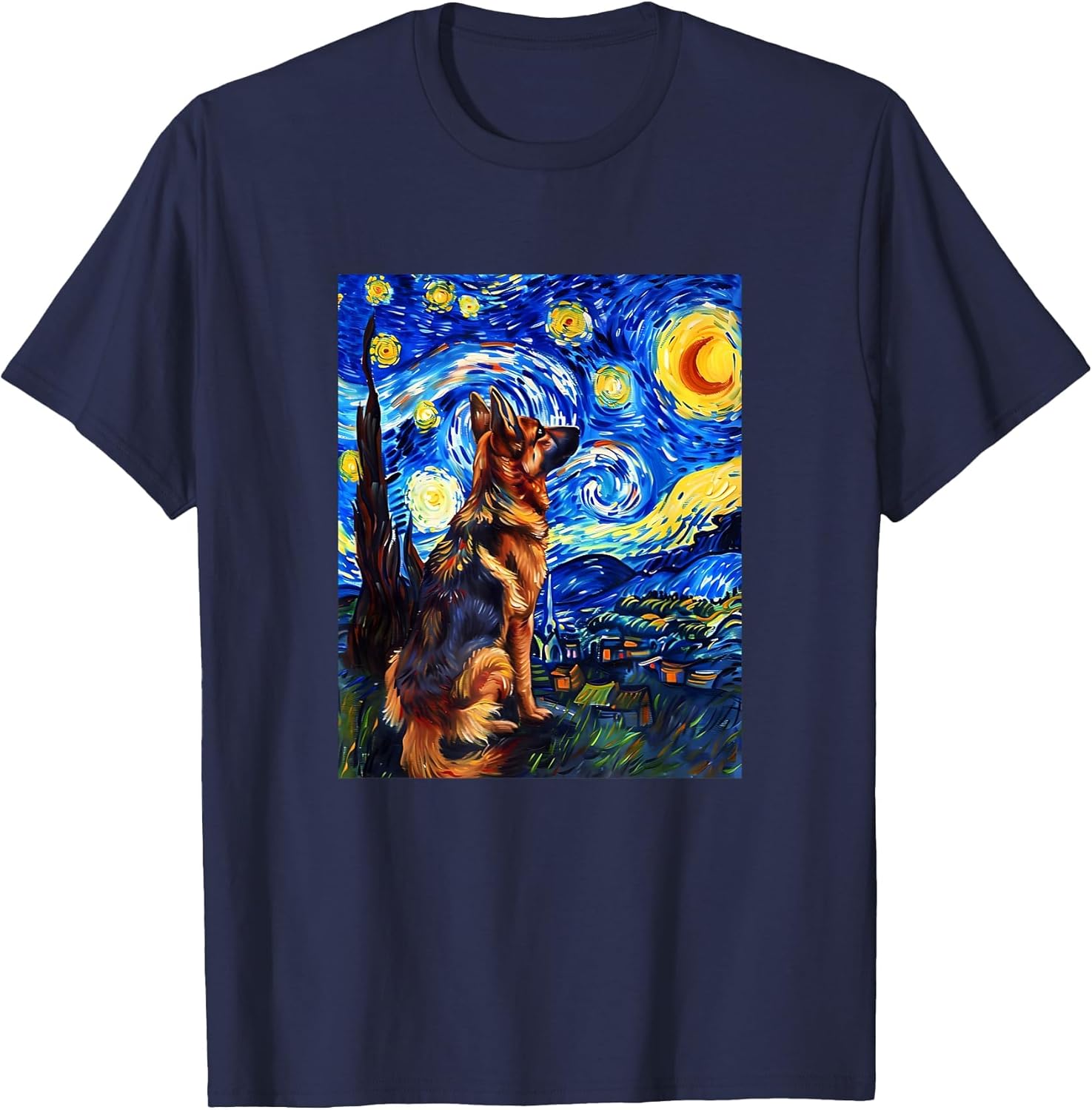Cute Van Gogh German Shepherd Starry Night Funny Women Men