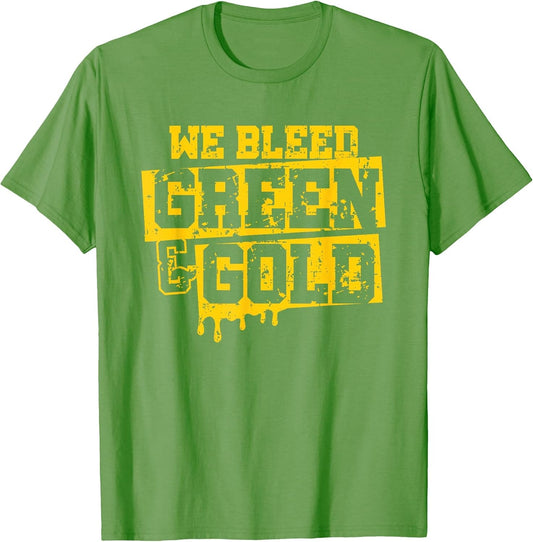 We Bleed Green & Gold Game Day Group School Football Sports