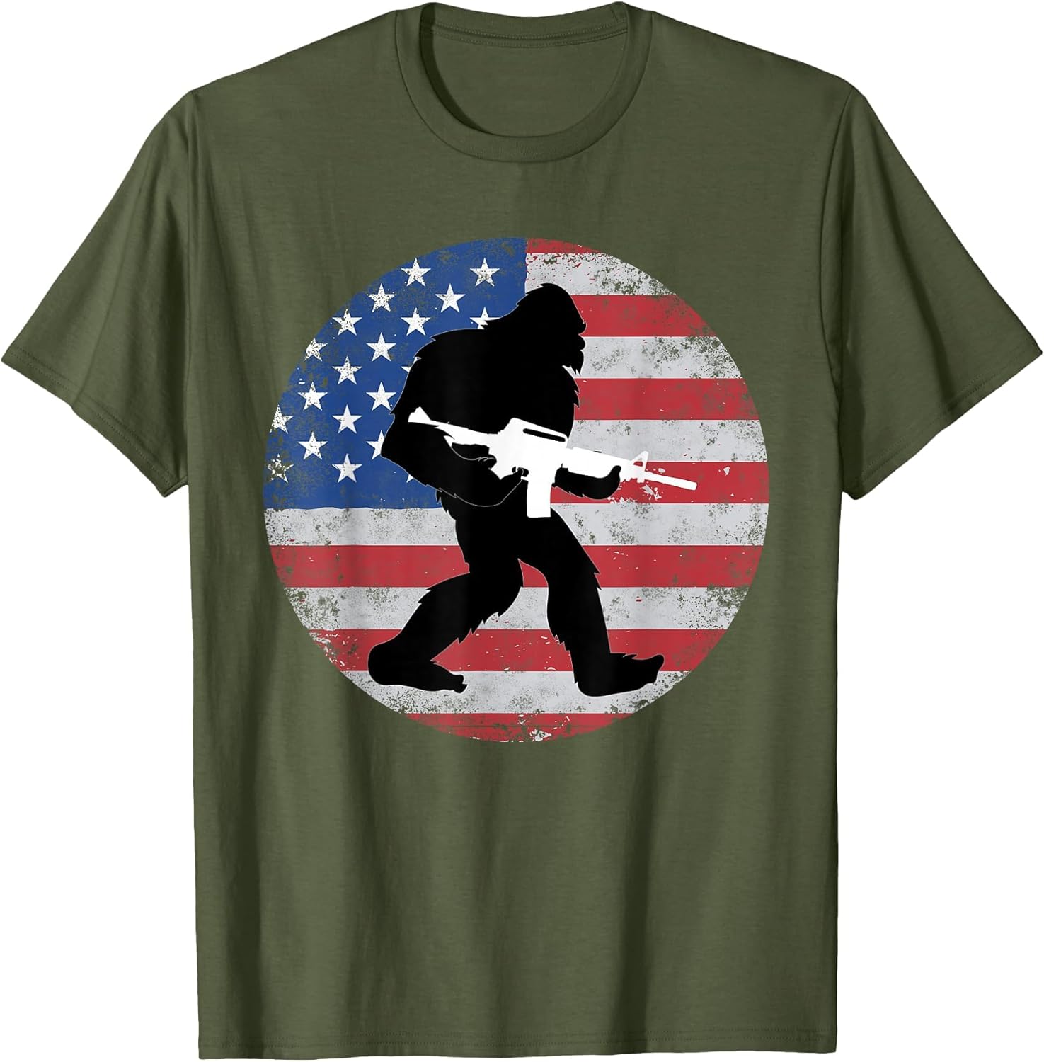Bigfoot Gun Owner US American Flag Sasquatch AR15 Rifle
