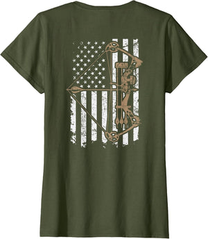 Camo USA Flag Archery Compound Bow - Bow Hunter (ON Back)