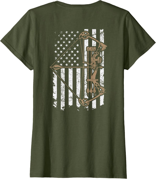 Camo USA Flag Archery Compound Bow - Bow Hunter (ON Back)