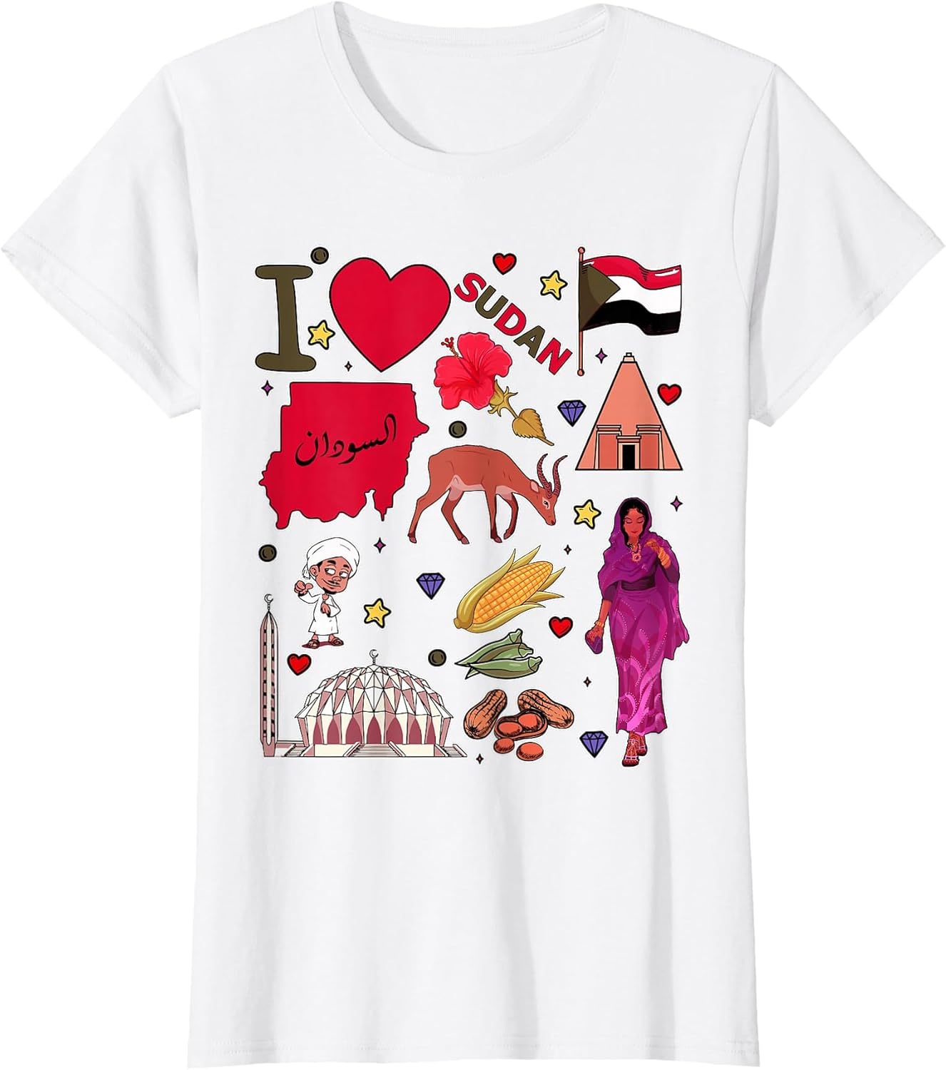 Sudanese Hand Drawn Landmarks, Sudan map, Culture Icons