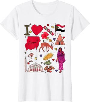 Sudanese Hand Drawn Landmarks, Sudan map, Culture Icons