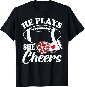 He Plays She Cheers Football Son Cheerleader Daughter