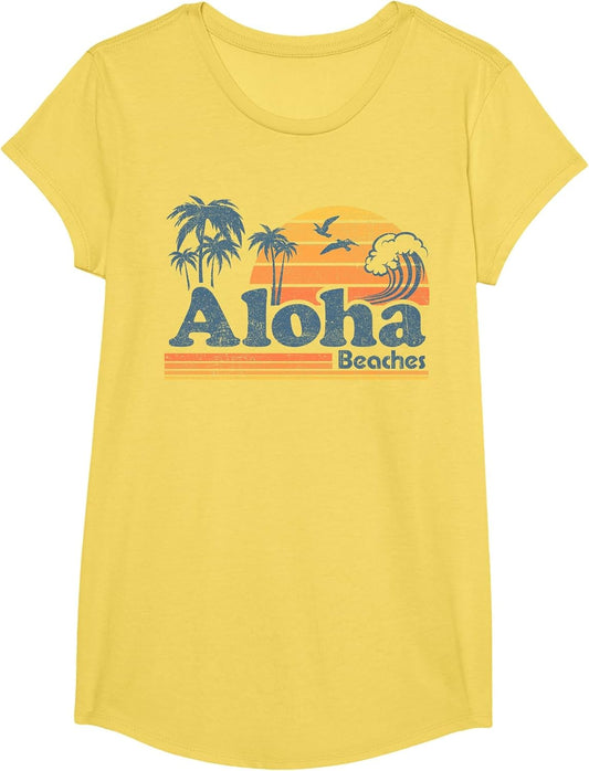 Aloha Beaches Hawaii Vintage Beach Surfing Retro Hawaiian