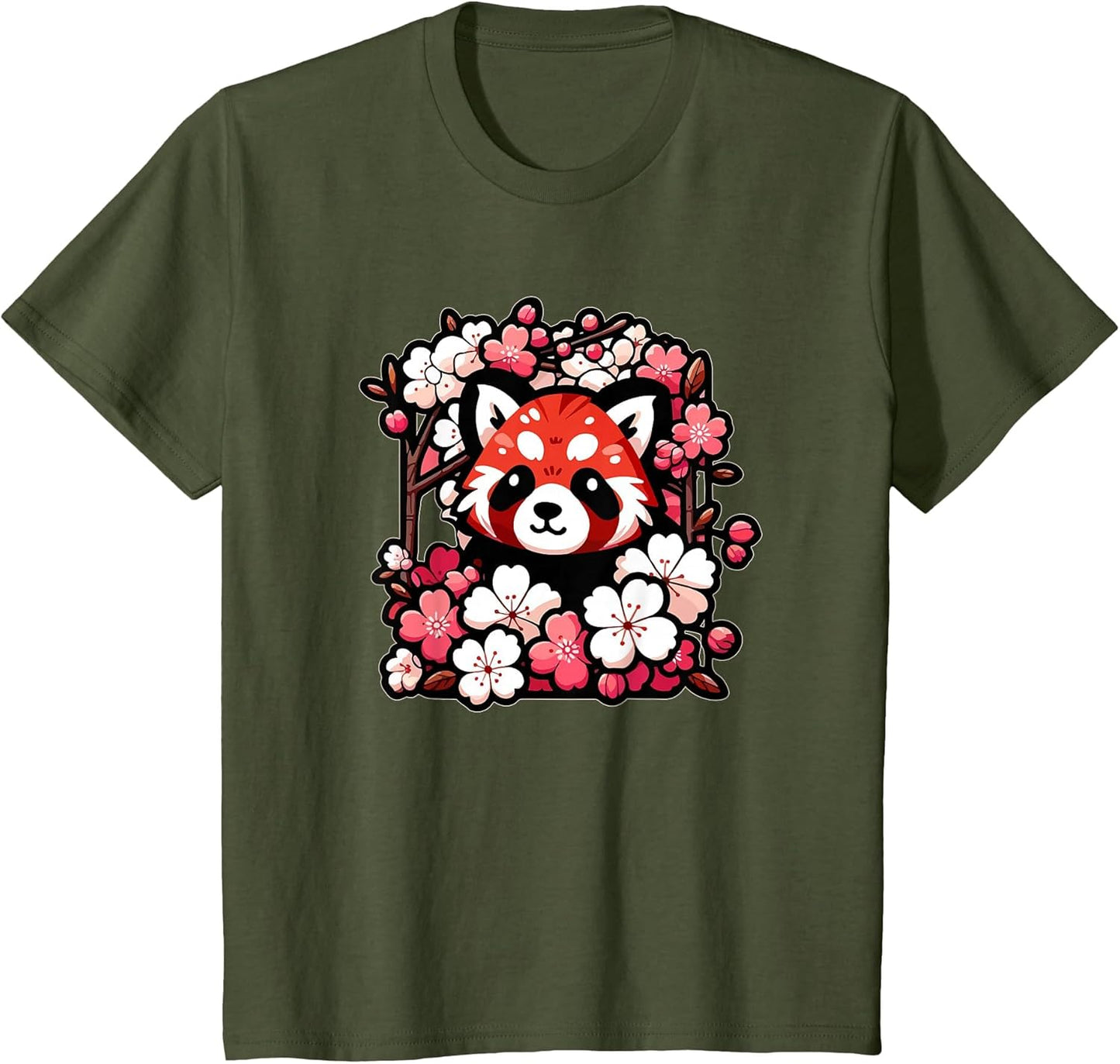 Kawaii Red Panda Japanese Cherry Blossoms Sakura Flower Art