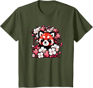 Kawaii Red Panda Japanese Cherry Blossoms Sakura Flower Art