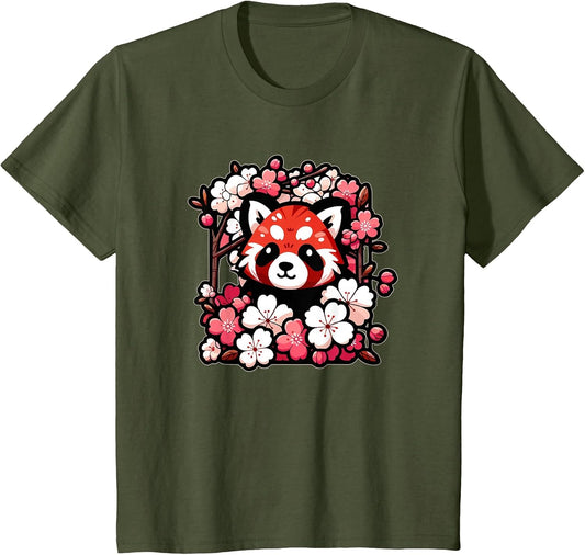 Kawaii Red Panda Japanese Cherry Blossoms Sakura Flower Art