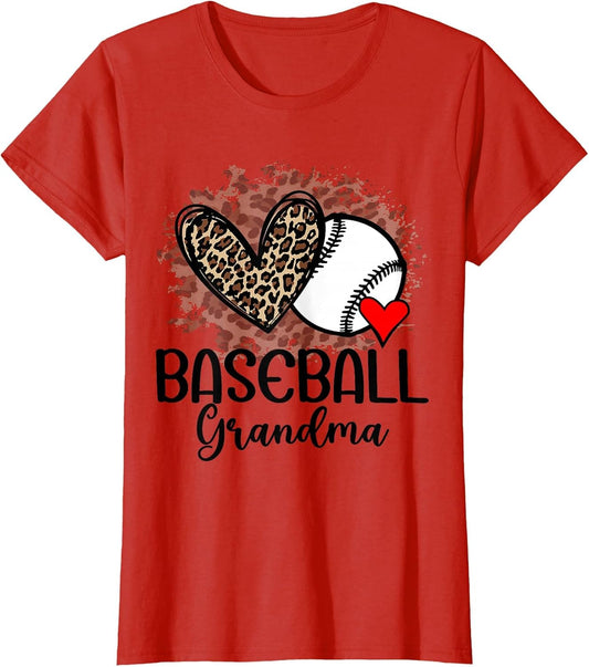 Baseball Grandma Funny Leopard Heart Proud Baseball Grandma