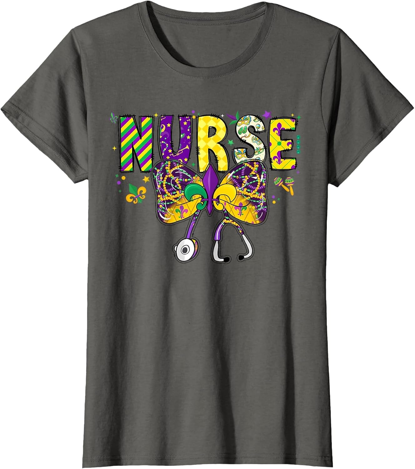 Nurse Mardi Gras Coquette Bow Stethoscope Girls Women
