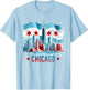 Chicago Skyline Flag Shirt Cityscape Illinois Men Women