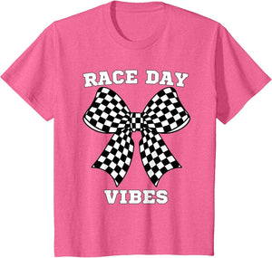 Race Day Vibes Checkered Coquette Bow Car Racing