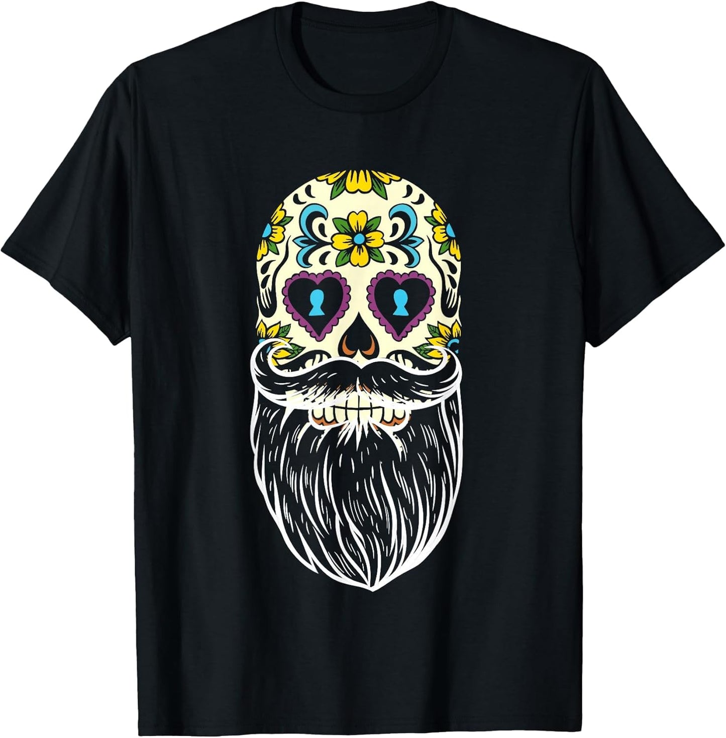 Bearded Sugar Skull Men Apparel Halloween Dia De Los Muertos