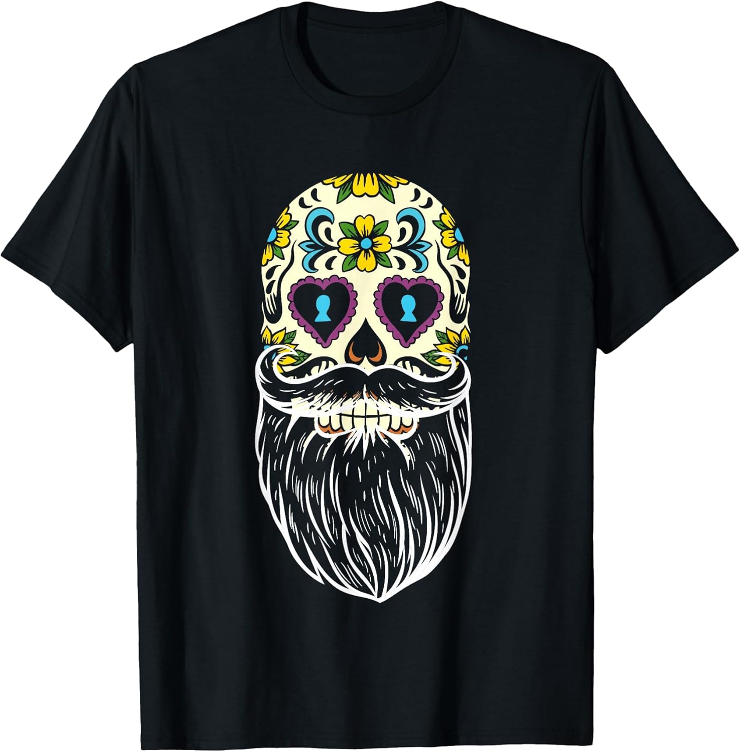 Bearded Sugar Skull Men Apparel Halloween Dia De Los Muertos