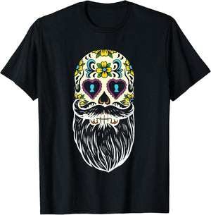 Bearded Sugar Skull Men Apparel Halloween Dia De Los Muertos