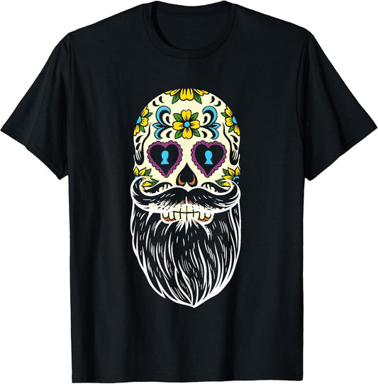 Bearded Sugar Skull Men Apparel Halloween Dia De Los Muertos