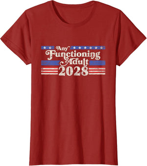 Any Functioning Adult 2028 Funny Retro Election Logo Vintage