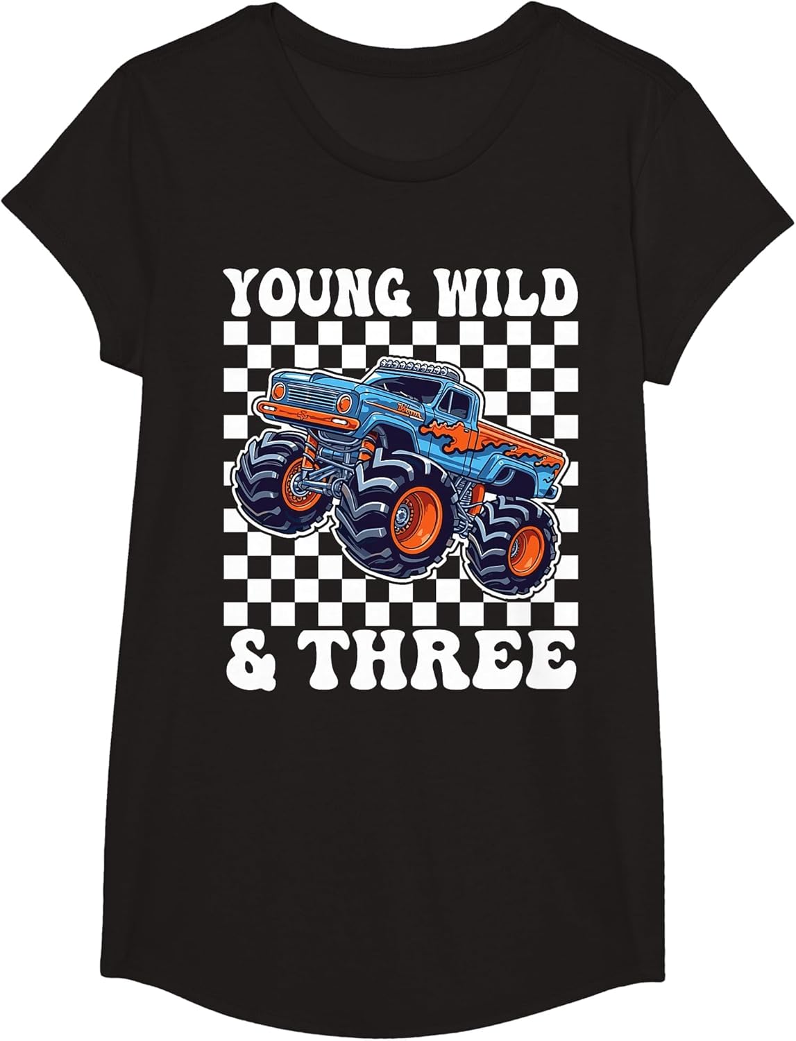 3rd Birthday Monster Truck Young Wild and Three 3 Year Old