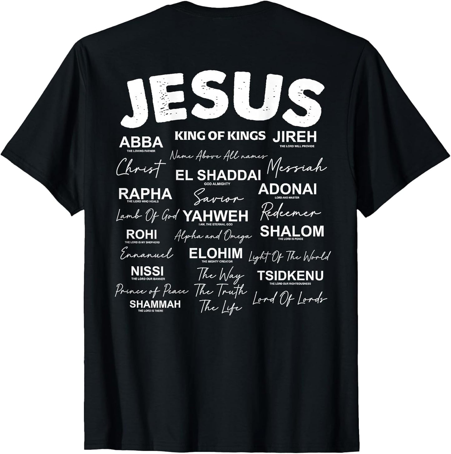 Jesus is King Names of God Hebrew Jesus Christian (On Back)