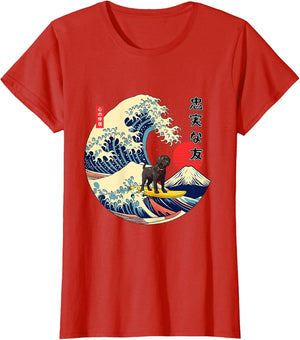 Black Labrador, Japanese Kanagawa Wave Surf, Faithful Dog