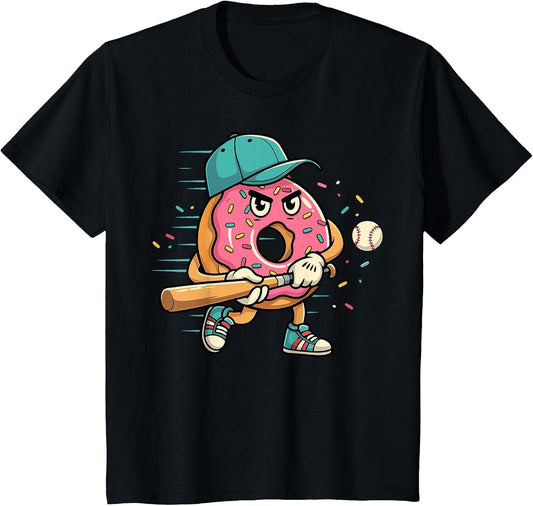 Donut Playing Baseball Dessert Food Lover Sports Fan Player