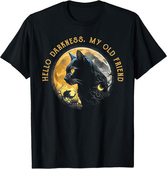 Hello Darkness My Old Friend Funny Cat Moon