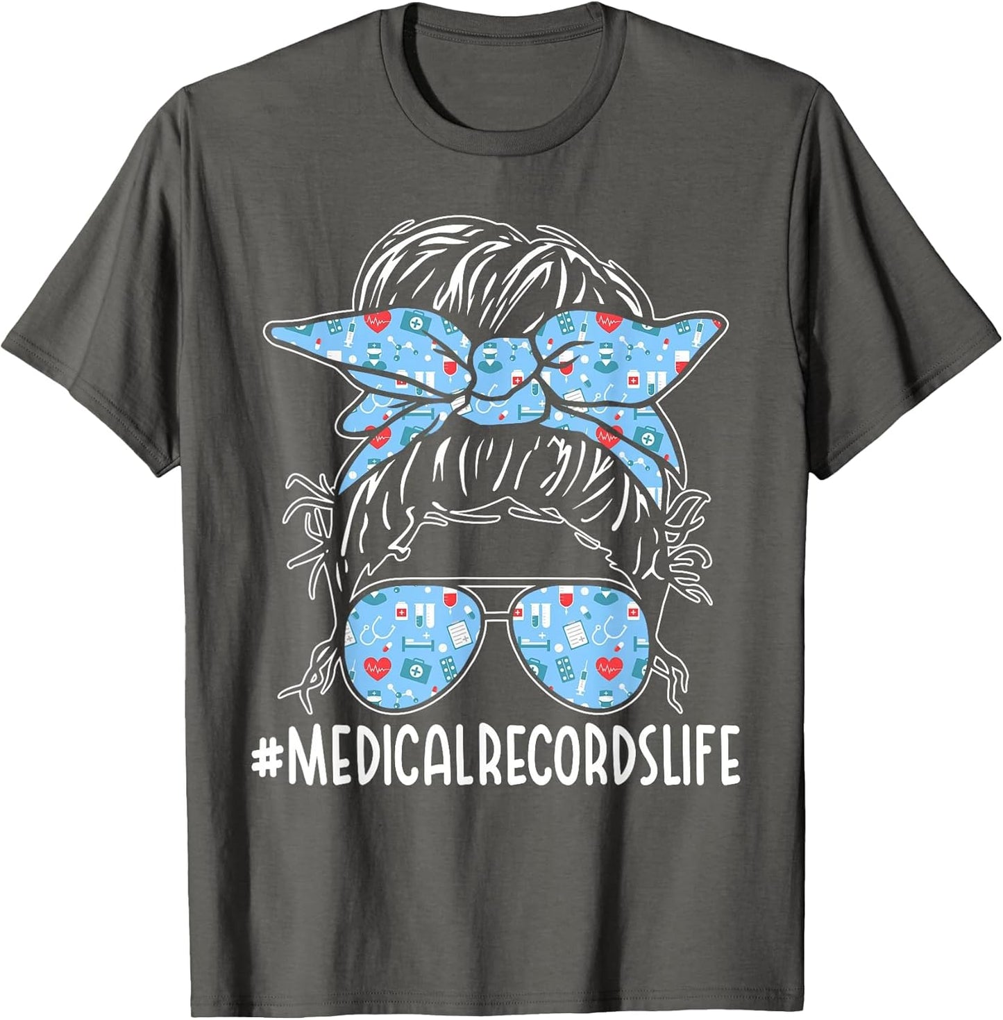 Medical Records Week Appreciation Women Messy Bun for Work