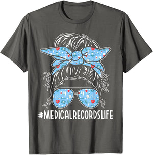 Medical Records Week Appreciation Women Messy Bun for Work