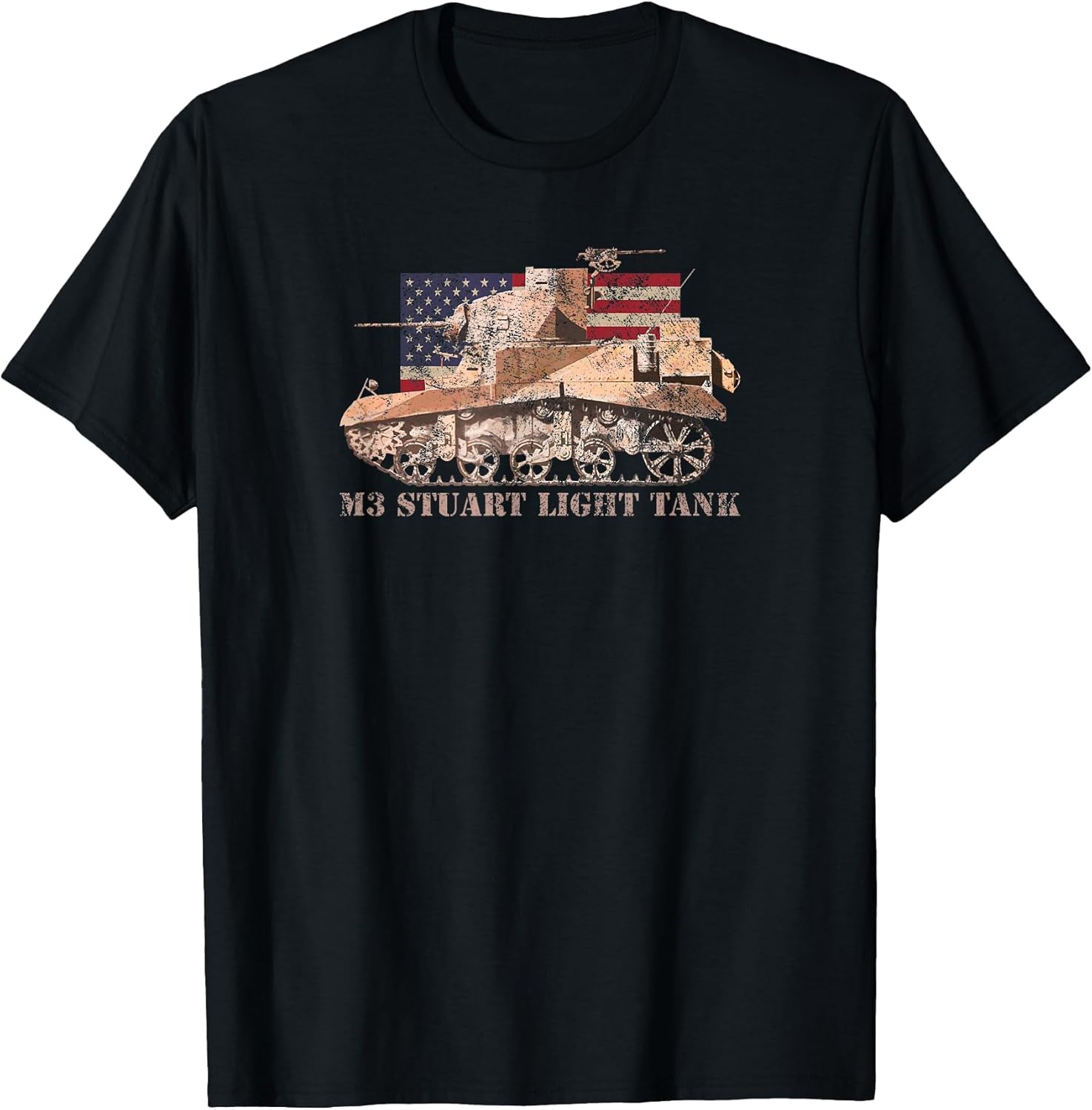 M3 Stuart Light Tank WW2 Gift US Flag Distressed