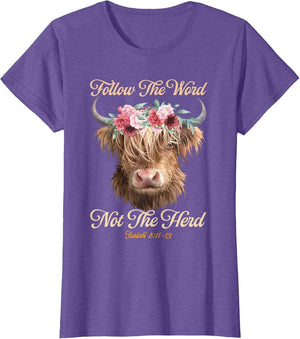 Follow The Word Not The Herd Christian Western Highland Cow