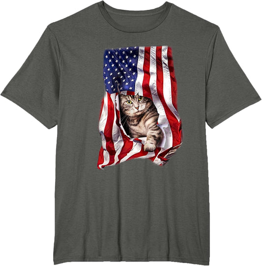 USA American Flag Cat Kitty Kitten Shirt Funny 4th July Gift