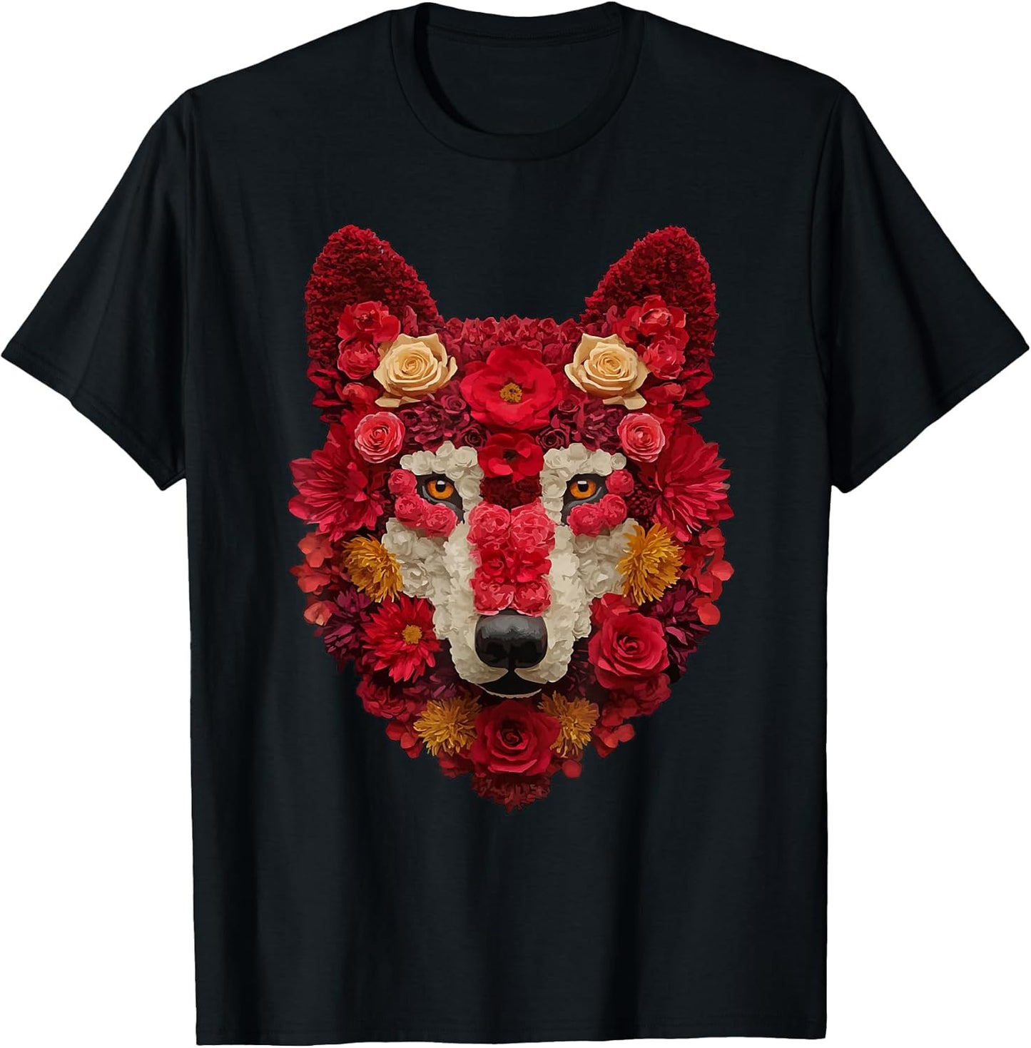 Cute Wolf with Roses Spring Floral Animal Valentine's Day