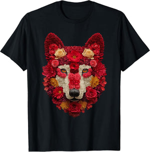 Cute Wolf with Roses Spring Floral Animal Valentine's Day