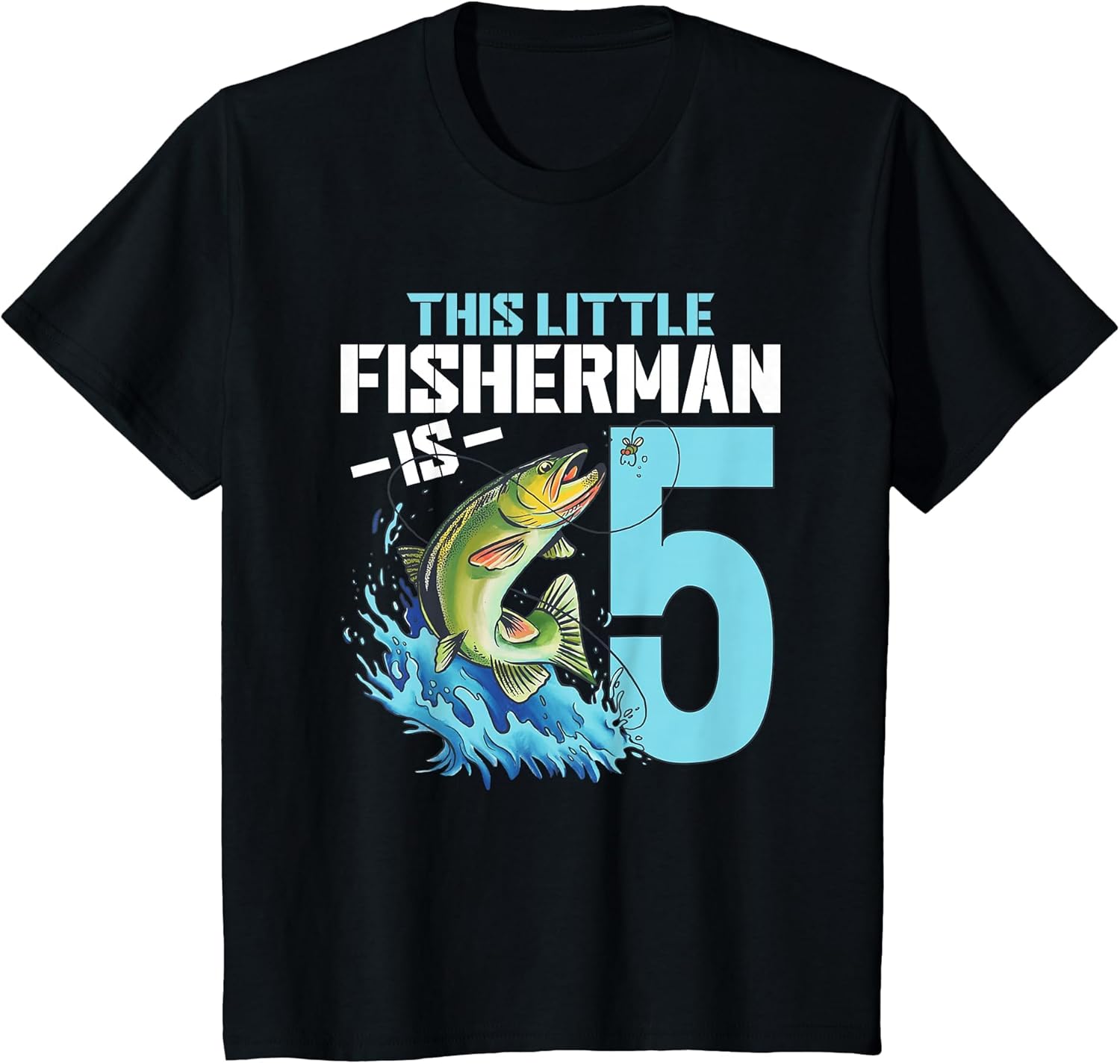 Kids Fishing Birthday Shirt 5 Year Old Boy Fisher 5th Bday Kids