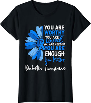 Motivational Type 1 Diabetes Awareness T1D Ribbon Blue